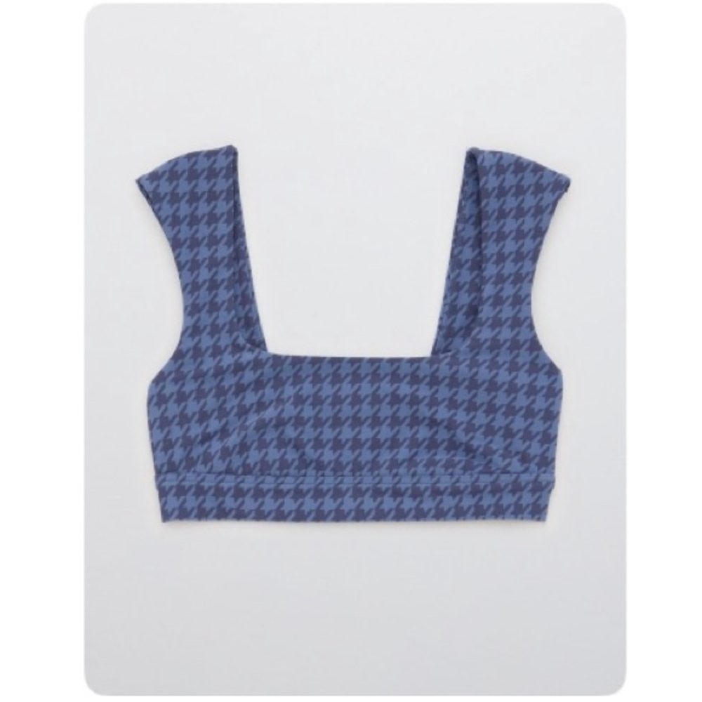 Aerie Blue Houndstooth Sports Bra